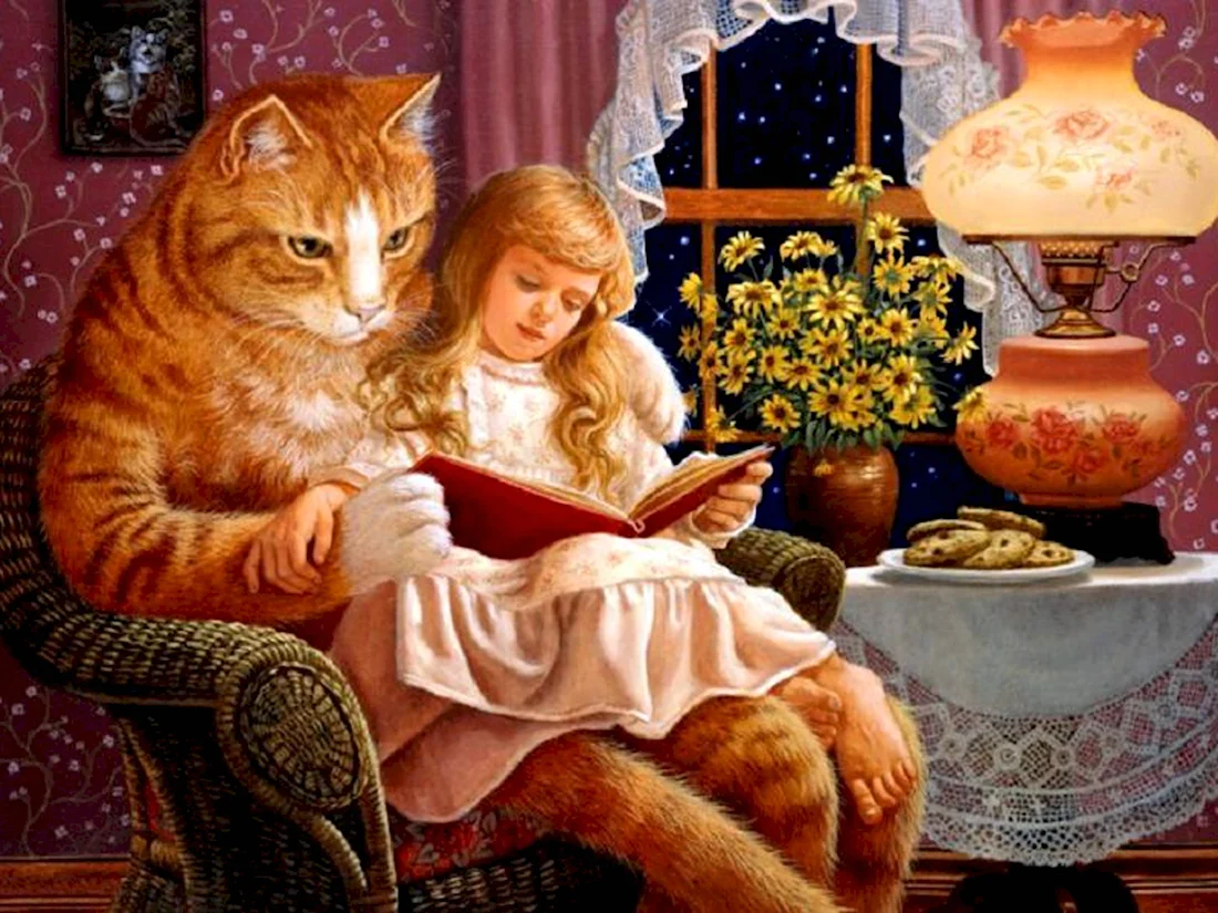 Девочка с рыжим котом