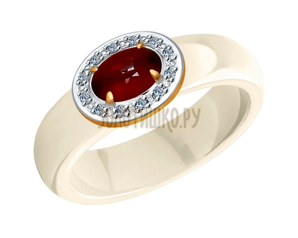 585 Gold кольцо керамика фианиты