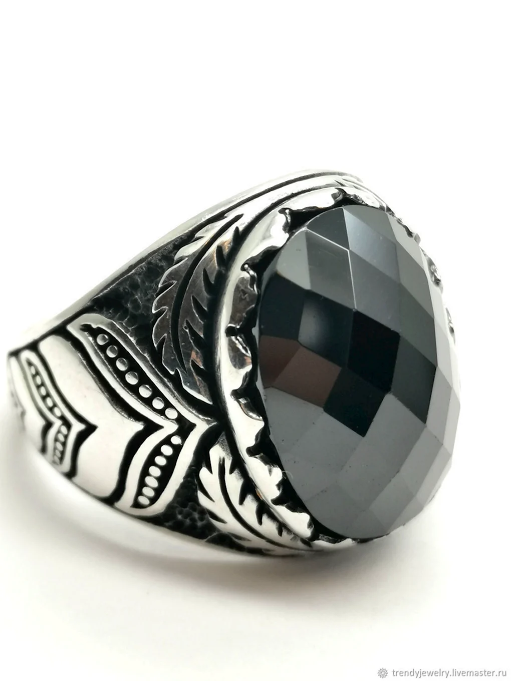 Aloris Silver печатка мужская. Агат черный.