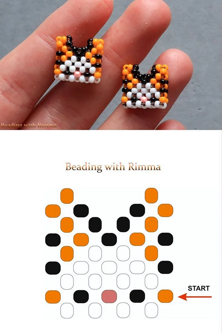 Фигурки из бисера котик