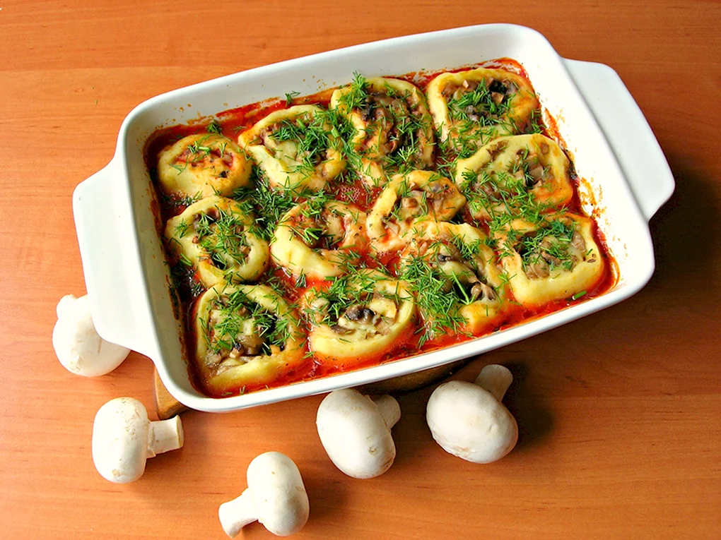 Картофельные рулетики с грибами