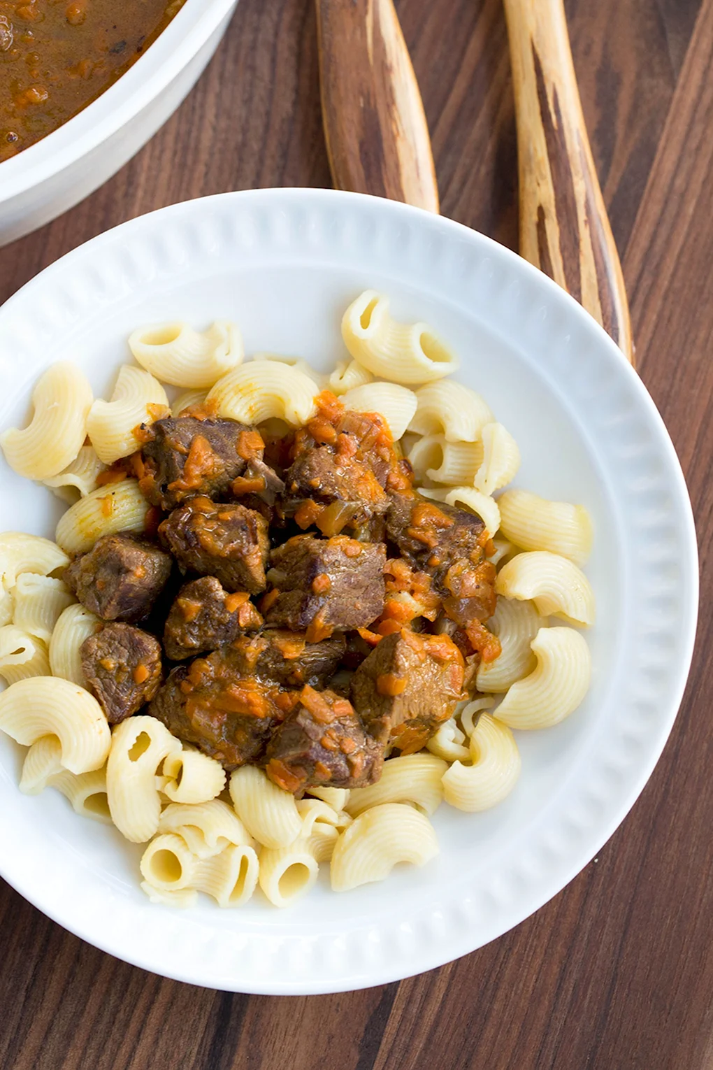 Макароны с говядиной
