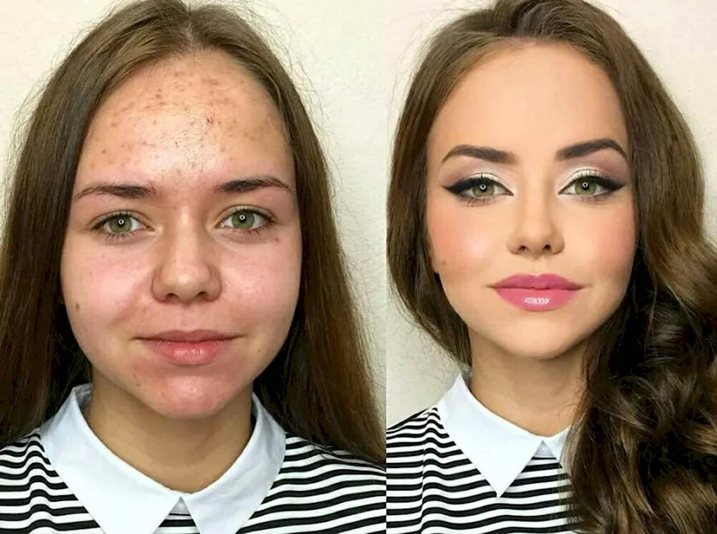 Макияж до и после