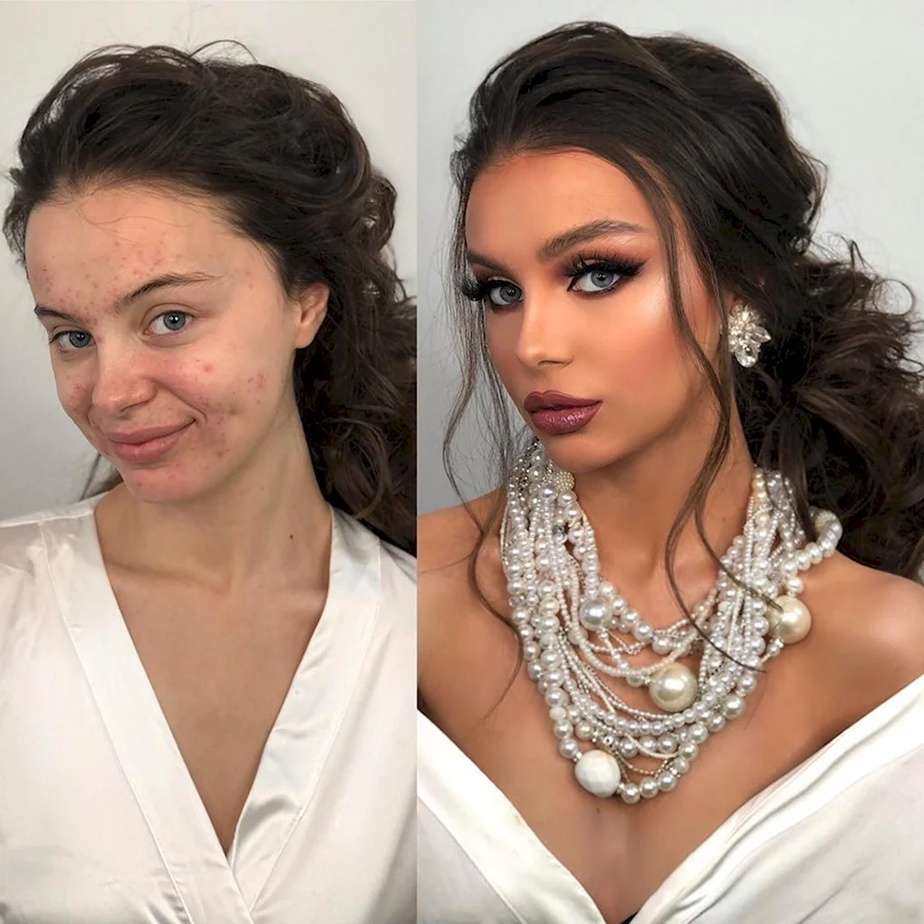 Макияж до и после