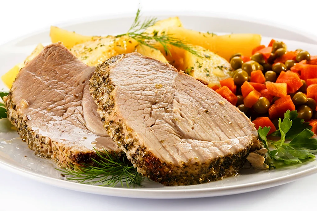 Мясо отварное с гарниром