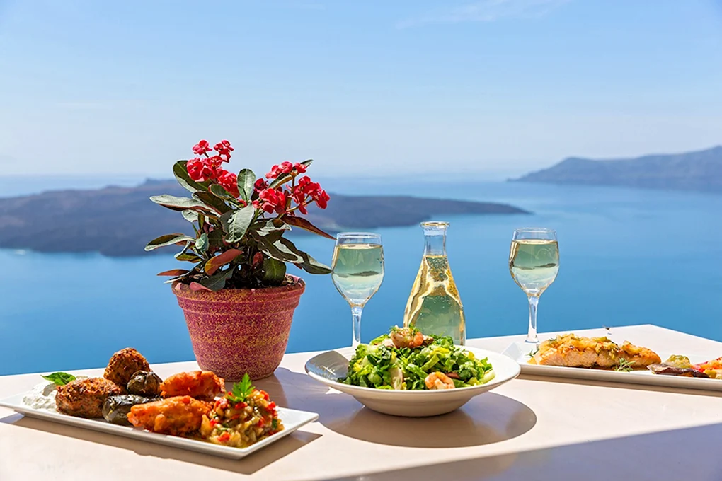 Santorini Греция вино на море