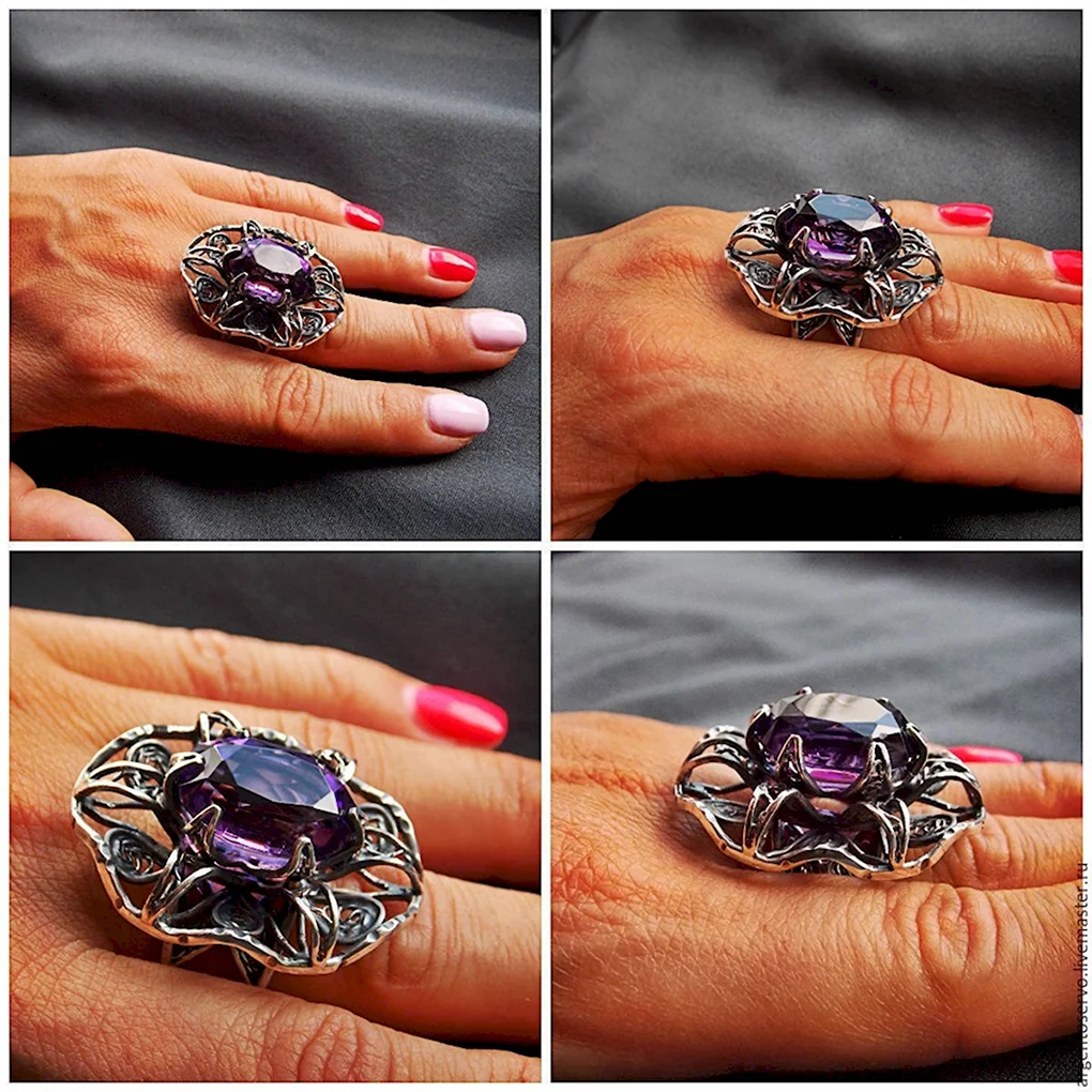 Серебряное кольцо с крупным камнем