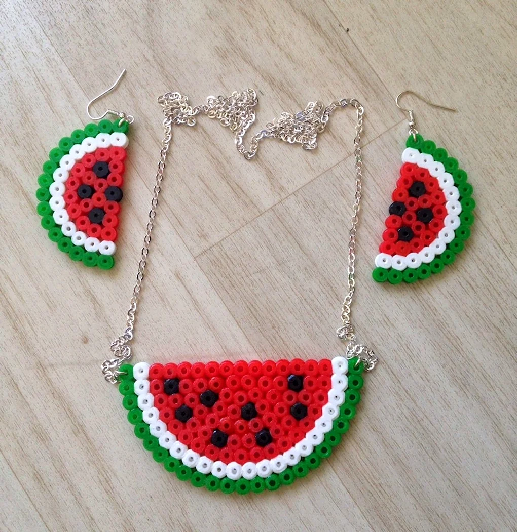 Серьги арбузы из бисера