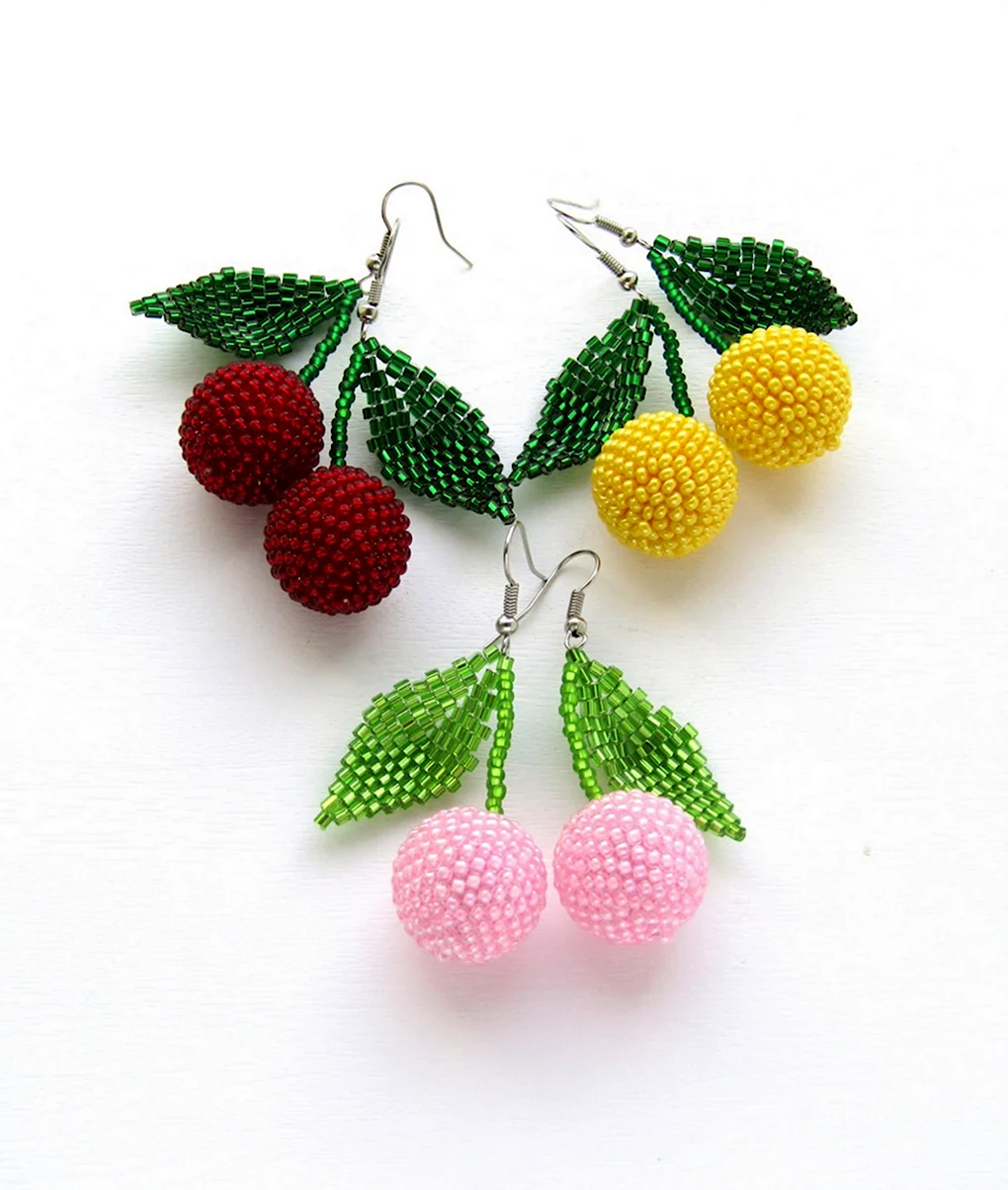 Серьги из бисера фрукты