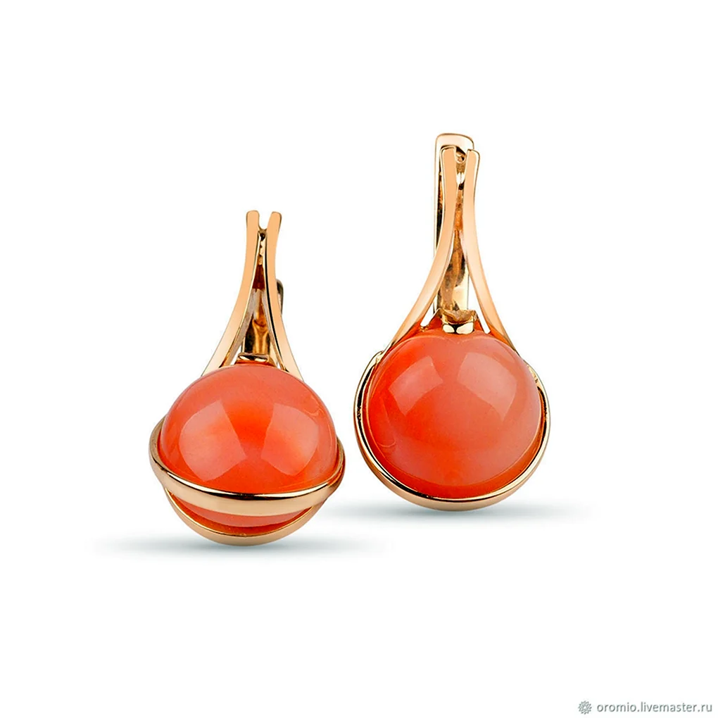 Серьги с лососевым кораллом