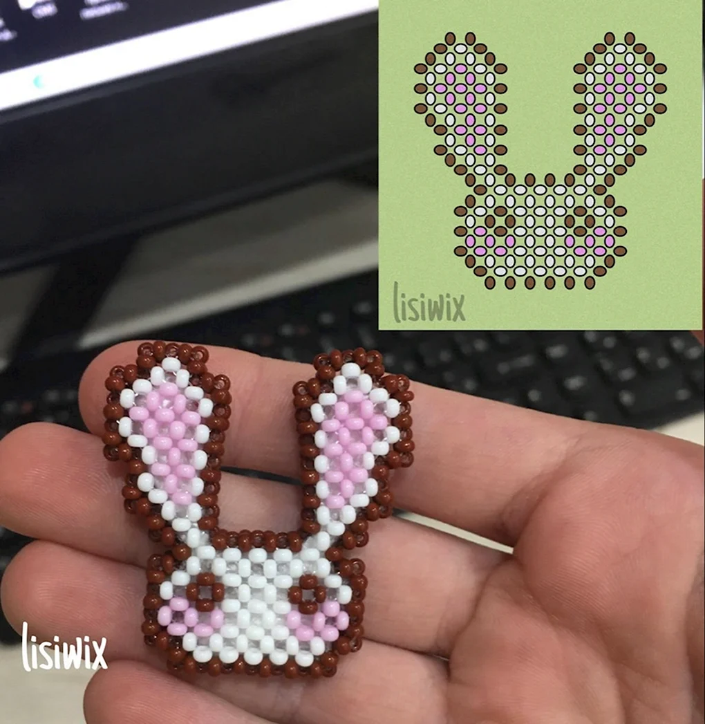 Серьги зайчики из бисера