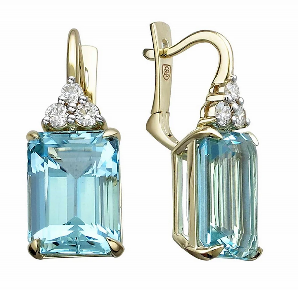 Серьги золото бриллиант Aquamarine