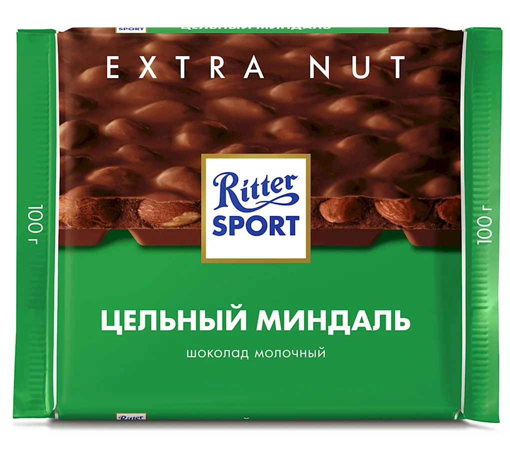 Шоколад тёмный Ritter Sport с цельным миндалем 100г