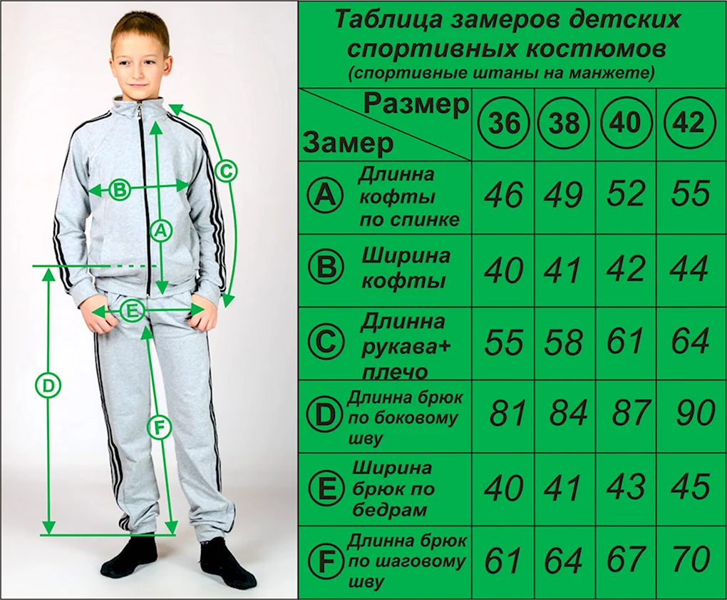 Замеры спортивного костюма