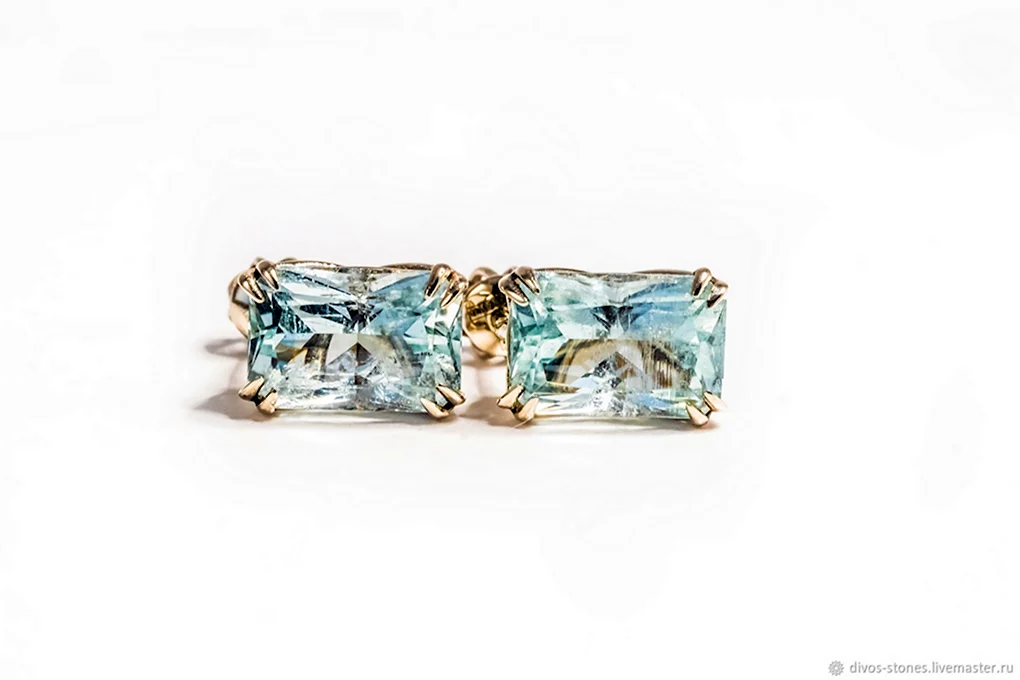 Золотые серьги Aquamarine 117825
